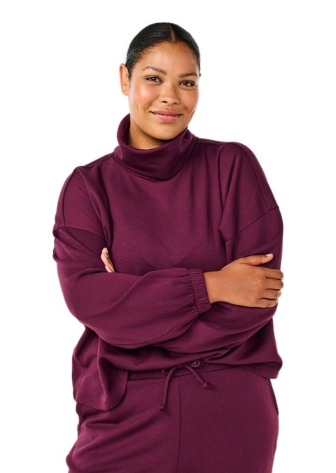 ZIZZI CIEMNO BORDOWA BLUZA GOLF 055J