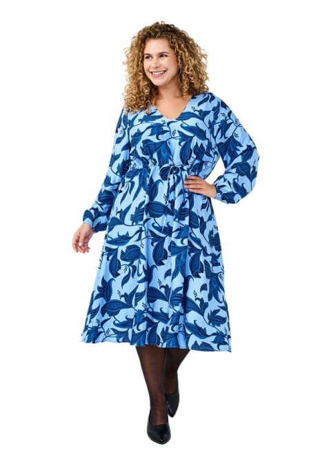 ZIZZI BŁĘKITNA SUKIENKA WZÓR PAISLEY WIĄZANIE 604B