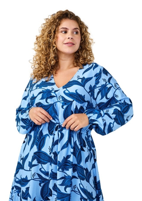 ZIZZI BŁĘKITNA SUKIENKA WZÓR PAISLEY WIĄZANIE 604B