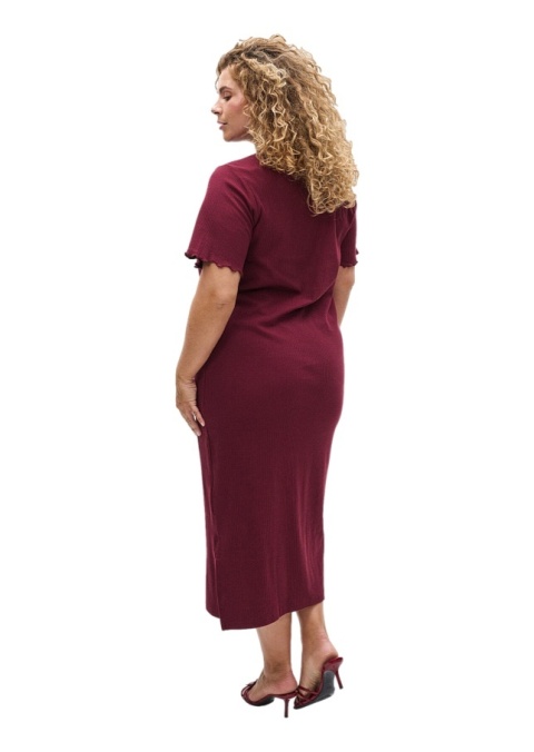 ZIZZI PRĄŻKOWANA DOPASOWANA SUKIENKA MIDI BORDO 431D