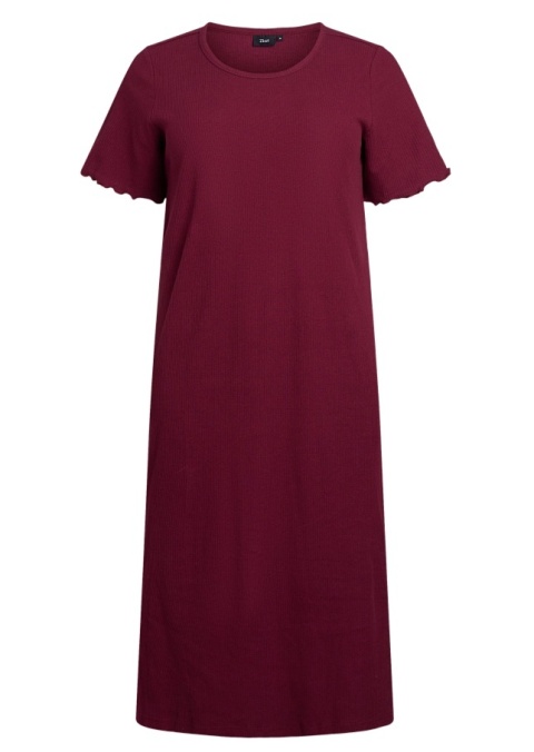 ZIZZI PRĄŻKOWANA DOPASOWANA SUKIENKA MIDI BORDO 431D