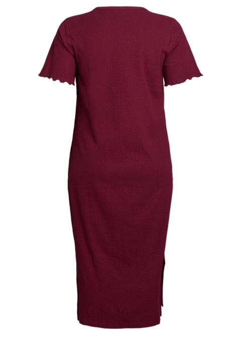 ZIZZI PRĄŻKOWANA DOPASOWANA SUKIENKA MIDI BORDO 431D