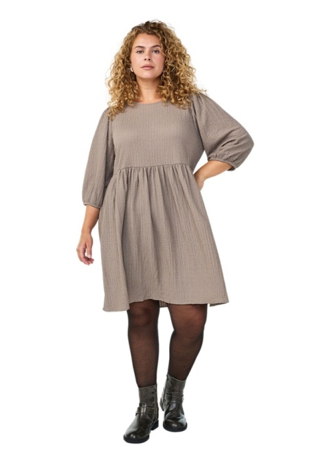 ZIZZI BEŻOWA SUKIENKA ODCINANA STRUKTURA 059C