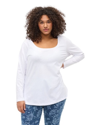 ZIZZI BIAŁA BLUZKA BASIC DEKOLT 963C