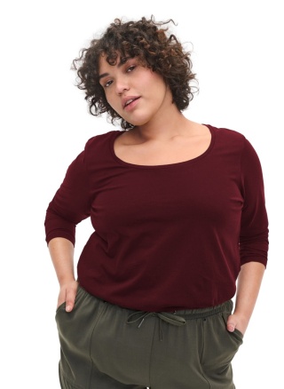 ZIZZI BORDOWA BLUZKA BASIC DEKOLT 963C