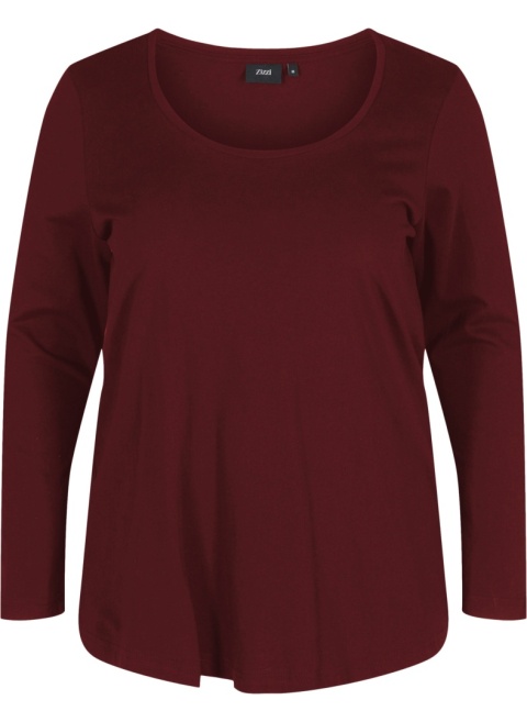 ZIZZI BORDOWA BLUZKA BASIC DEKOLT 963C