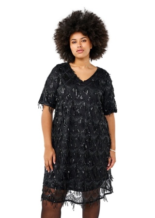 ZIZZI CZARNA IMPREZOWA SUKIENKA CEKINY 277A