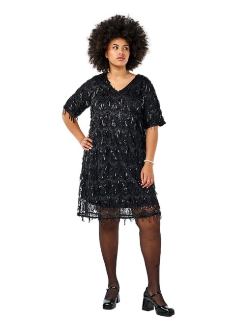 ZIZZI CZARNA IMPREZOWA SUKIENKA CEKINY 277A