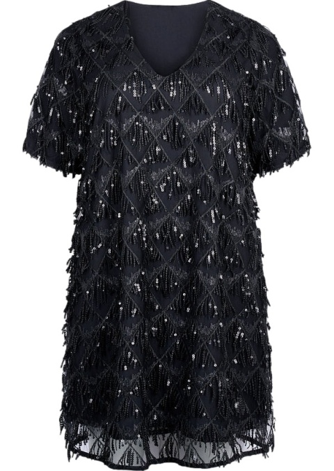 ZIZZI CZARNA IMPREZOWA SUKIENKA CEKINY 277A