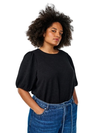 ZIZZI STRUKTURALNA CZARNA BLUZKA BUFKI 100B