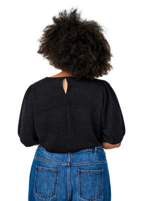 ZIZZI STRUKTURALNA CZARNA BLUZKA BUFKI 100B