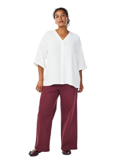 ZIZZI ELEGANCKA BIAŁA BLUZKA DEKOLT GUZIKI 054D