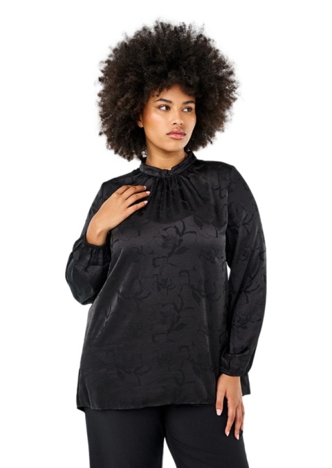 ZIZZI ELEGANCKA CZARNA BLUZKA SATYNOWA 531A