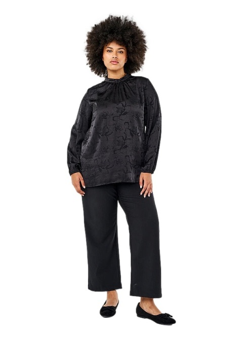 ZIZZI ELEGANCKA CZARNA BLUZKA SATYNOWA 531A