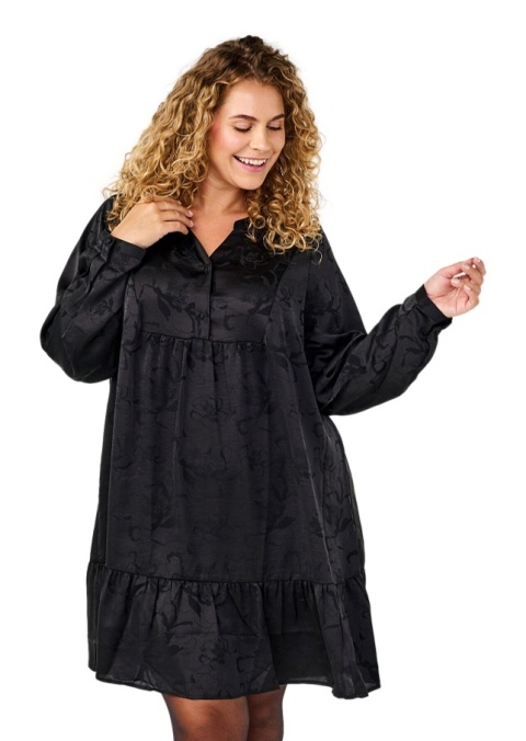 ZIZZI ELEGANCKA CZARNA SUKIENKA SATYNOWA WZÓR 531B