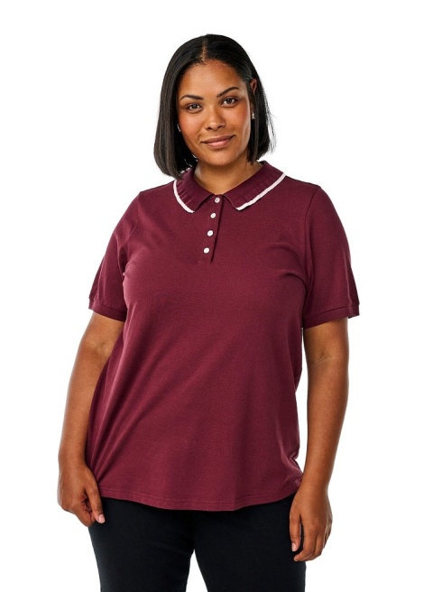 ZIZZI ELEGANCKA KOSZULKA BLUZKA POLO BORDOWA 442A