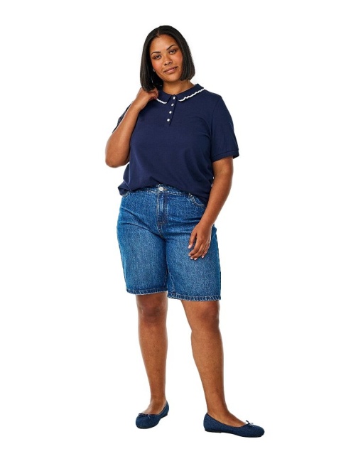 ZIZZI ELEGANCKA KOSZULKA BLUZKA POLO GRANATOWA 442A