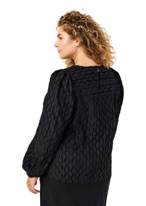 ZIZZI ELEGANCKA CZARNA BLUZKA WZÓR FALE 539A