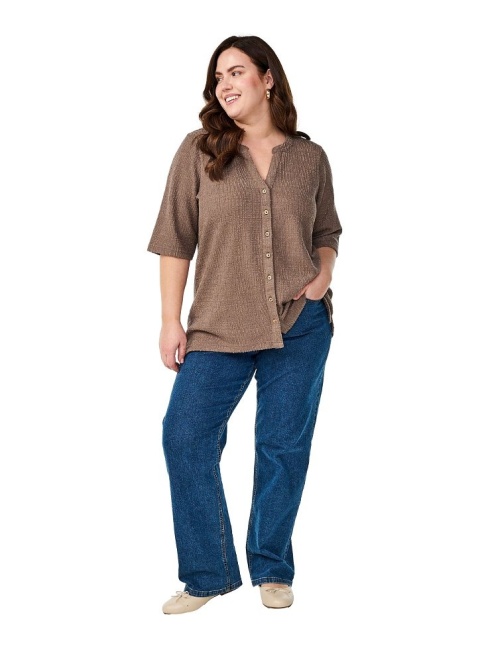 ZIZZI FANTASTYCZNA BLUZKA GUZIKI BEŻOWA DEKOLT 719B