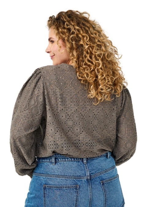 ZIZZI BRĄZOWYM BLUZKA AŻUROWY WZÓR 414B