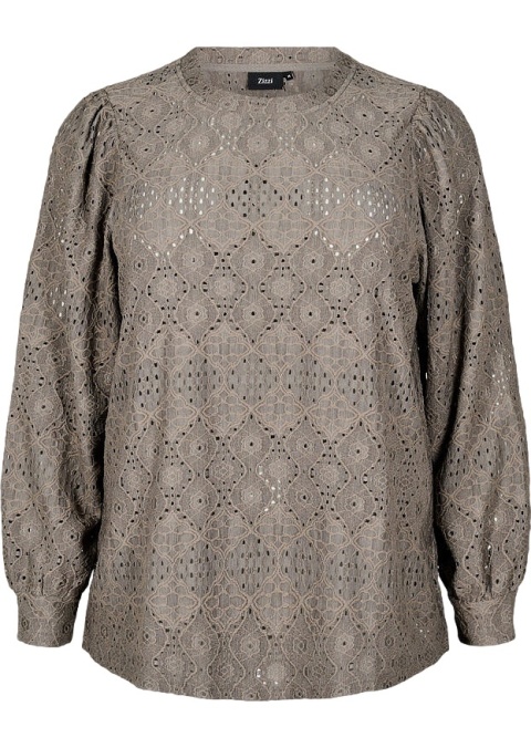 ZIZZI BRĄZOWYM BLUZKA AŻUROWY WZÓR 414B