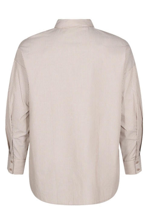 ZIZZI KLASYCZNA BRĄZOWA KOSZULA BIAŁE PASKI 405F