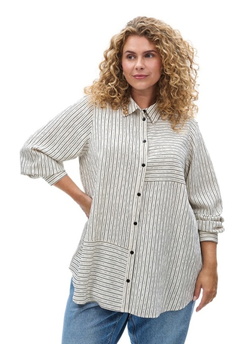 ZIZZI FANTASTYCZNA BIAŁA KOSZULA CZARNE PASKI 156A