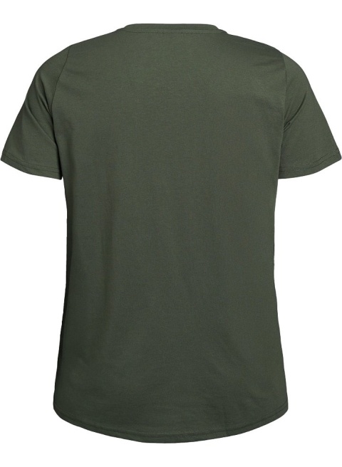 ZIZZI KLASYCZNY T-SHIRT KHAKI ZIELONY 148E