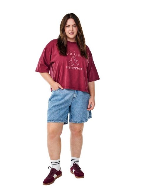 ZIZZI KRÓTKA KOSZULKA T-SHIRT TOP BORDOWA 436A