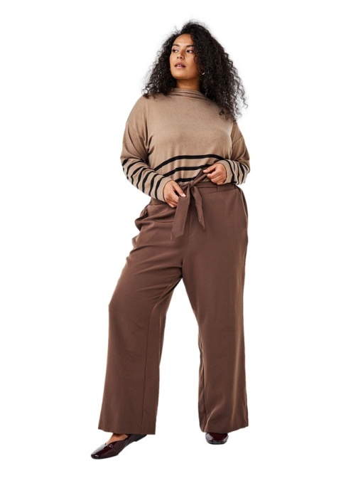 ZIZZI LUŹNE BRĄZOWE ELEGANCKIE SPODNIE 427A