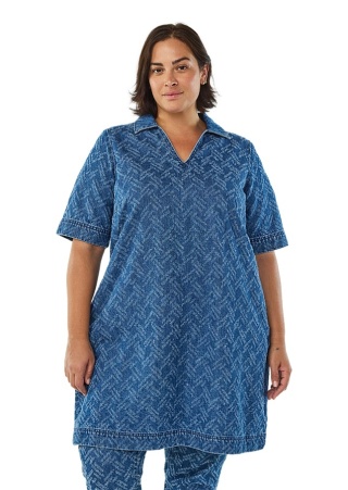 ZIZZI NIEBIESKA JEANSOWA SUKIENKA WZÓR BAWEŁNA 088K