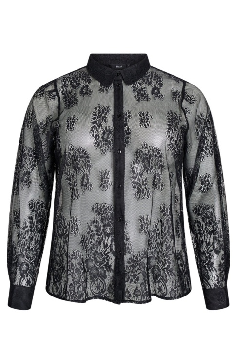 ZIZZI PIĘKNA CZARNA KORONKOWA BLUZKA KOSZULA 140B