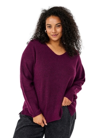 ZIZZI PIĘKNY FIOLETOWY SWETER BLUZKA DZIANINA 421A