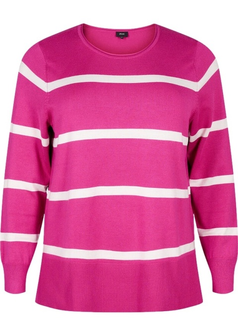 ZIZZI RÓŻOWA DZIANINOWA BLUZKA SWETER PASKI 099L