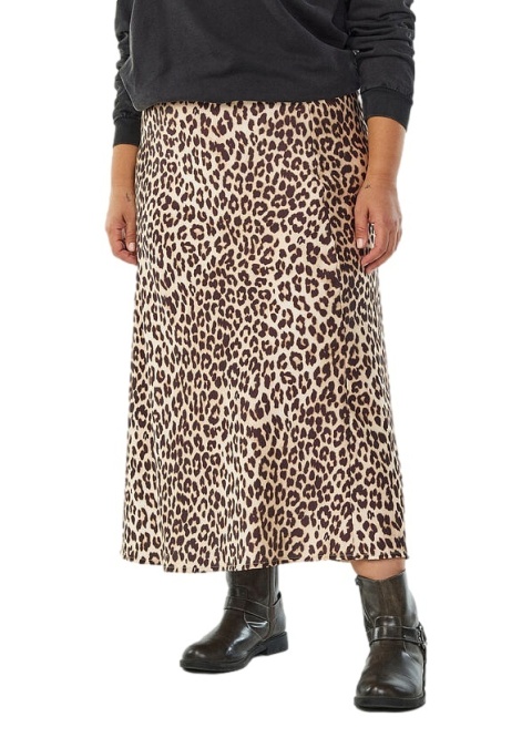 ZIZZI SATYNOWA PANTERKOWA SPÓDNICA MIDI 441A