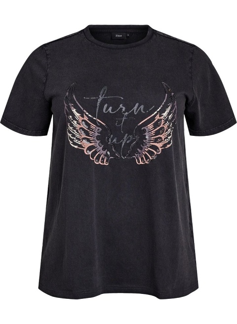 ZIZZI SZARA KOSZULKA T-SHIRT NADRUK BAWEŁNA 330A