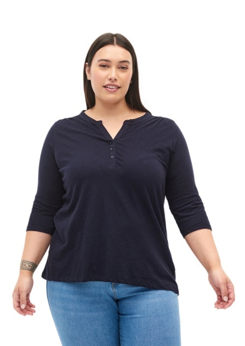 ZIZZI WYGODNA CZARNA BLUZKA GUZIKI 573J