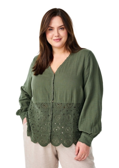 ZIZZI ZIELONA KOSZULA HAFT BAWEŁNA 075A