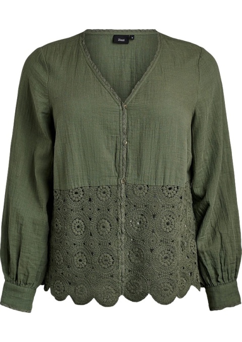 ZIZZI ZIELONA KOSZULA HAFT BAWEŁNA 075A