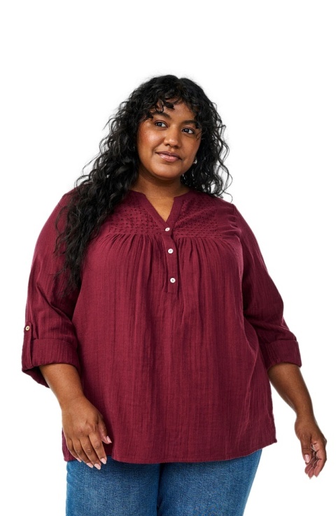 ZIZZI BORDOWA KOSZULA HAFT ANGIELSKI BAWEŁNA 444B