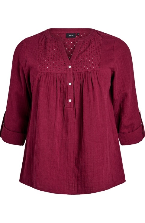 ZIZZI BORDOWA KOSZULA HAFT ANGIELSKI BAWEŁNA 444B