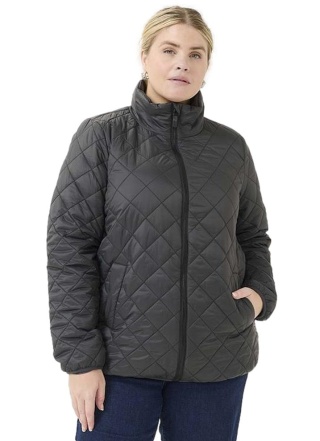 KAFFE MODNA PRZEJŚCIOWA CZARNA PIKOWANA KURTKA K916