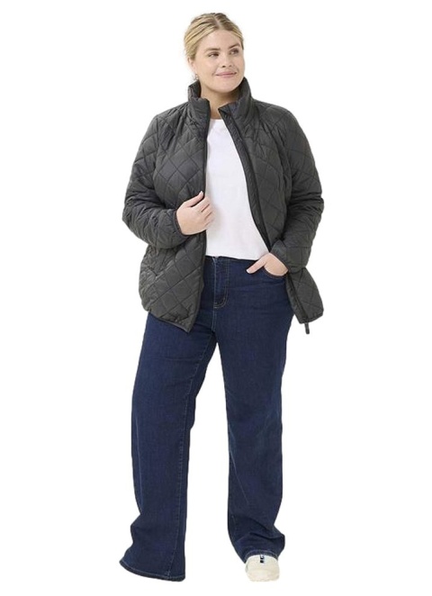 KAFFE MODNA PRZEJŚCIOWA CZARNA PIKOWANA KURTKA K916