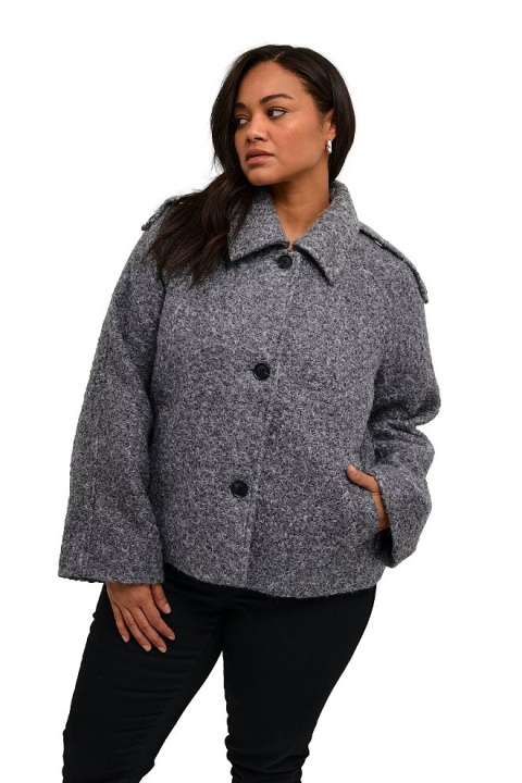 KAFFE PŁASZCZYK OWIECZKA SZARY ELEGANCKI K665