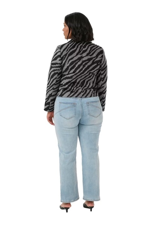 KAFFE WYJĄTKOWA MARYNARKA W PANTERKĘ CZARNA SZARA K492