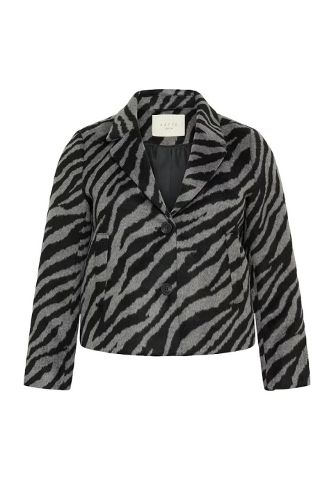 KAFFE WYJĄTKOWA MARYNARKA W PANTERKĘ CZARNA SZARA K492