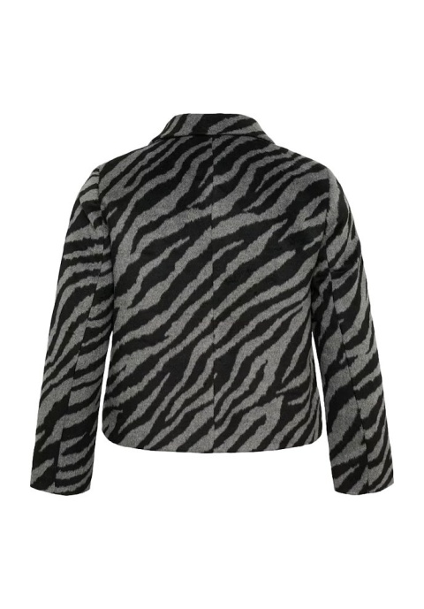 KAFFE WYJĄTKOWA MARYNARKA W PANTERKĘ CZARNA SZARA K492