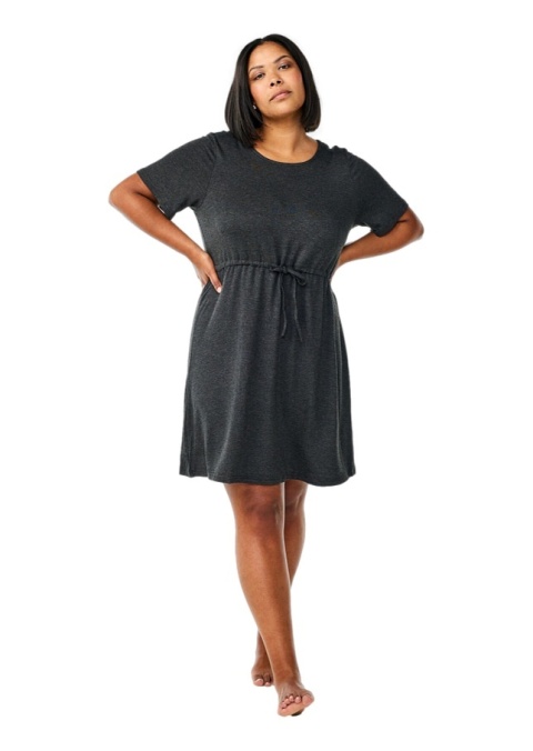 ZIZZI KRÓTKA WYGODNA SZARA SUKIENKA WIĄZANIE 065E