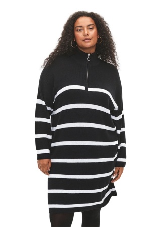 ZIZZI CZARNA DZIANINOWA SUKIENKA W PASKI SUWAK 150C