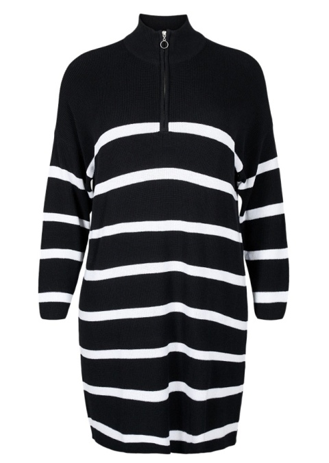 ZIZZI CZARNA DZIANINOWA SUKIENKA W PASKI SUWAK 150C